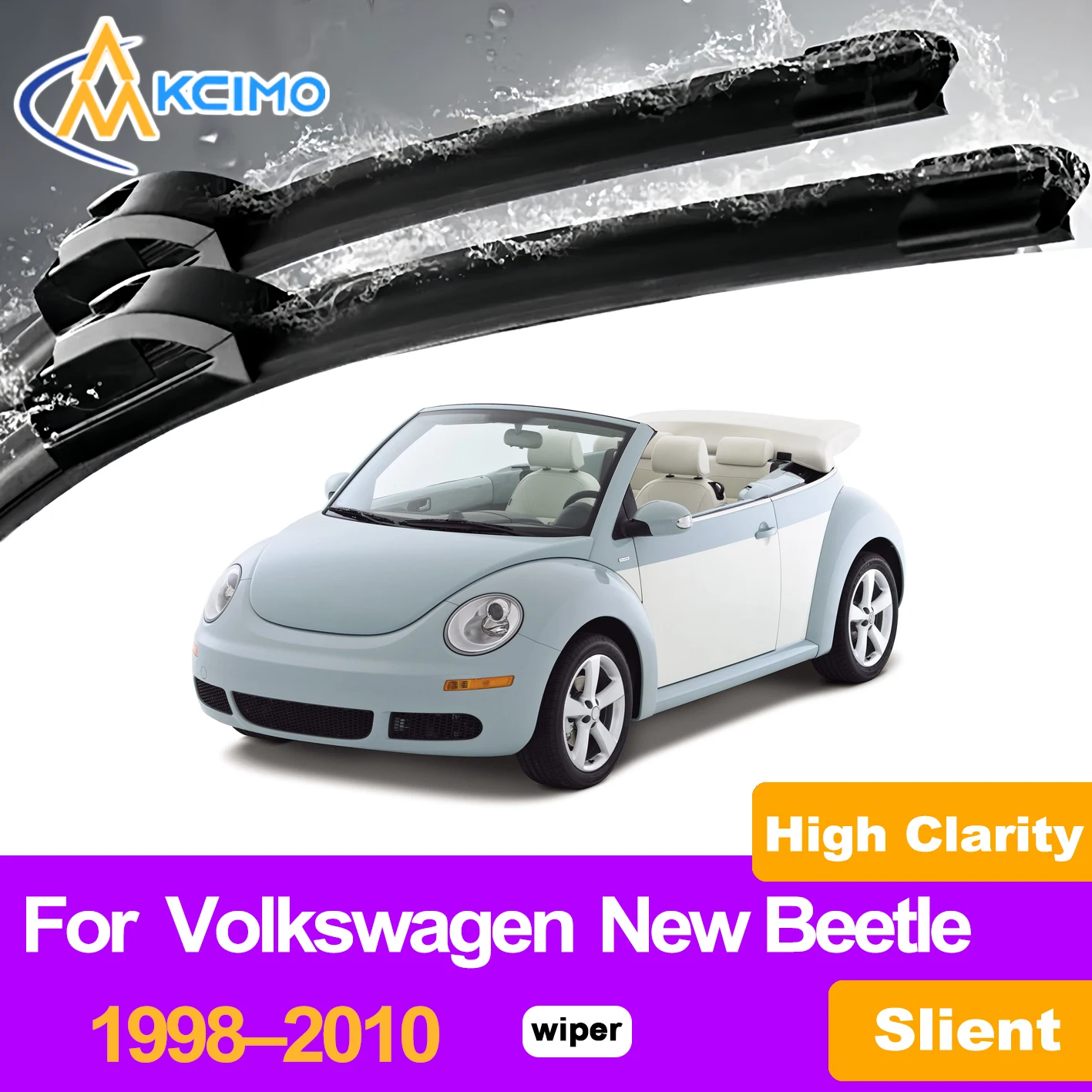 

KCIMO 2PCS Front Windshield Wiper Blades For Volkswagen New Beetle 1998–2010, Quality Car Replacement All Weather Performance