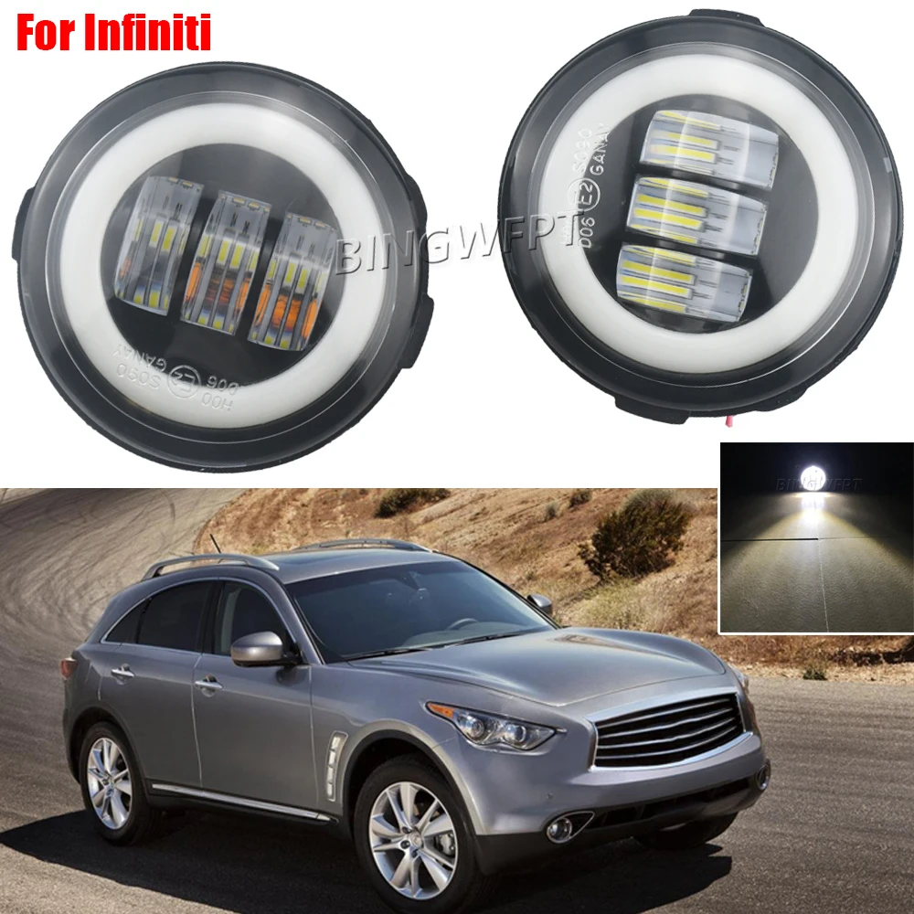 2 feux antibrouillard LED 30W pour voiture, lampe de jour DRL 12V pour Infiniti FX35 FX37 FX50 2006-2015