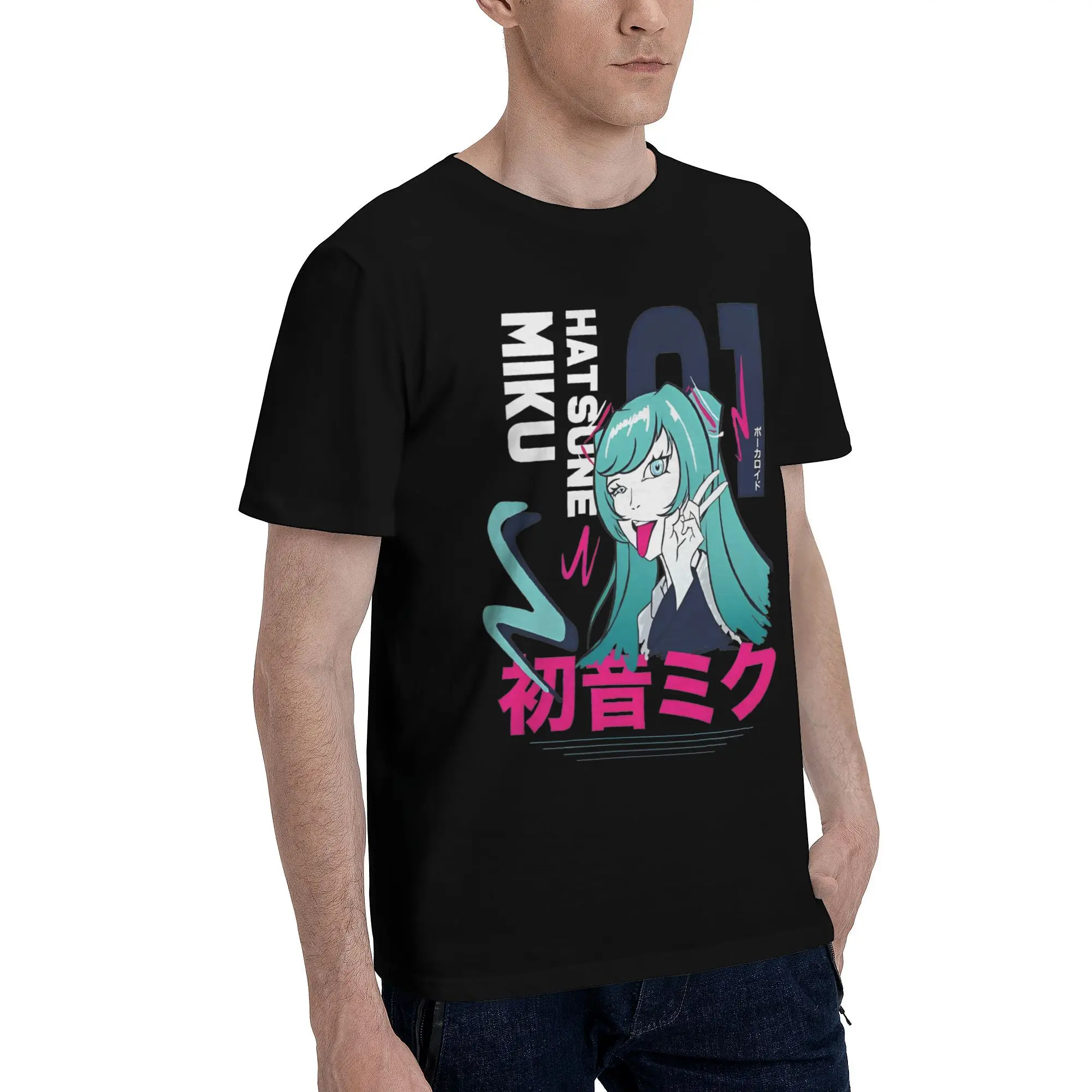 Hatsune Miku Cyberpunk Graphic Print T Shirt for Men Women  100% Cotton  Tee Shirt Clothing