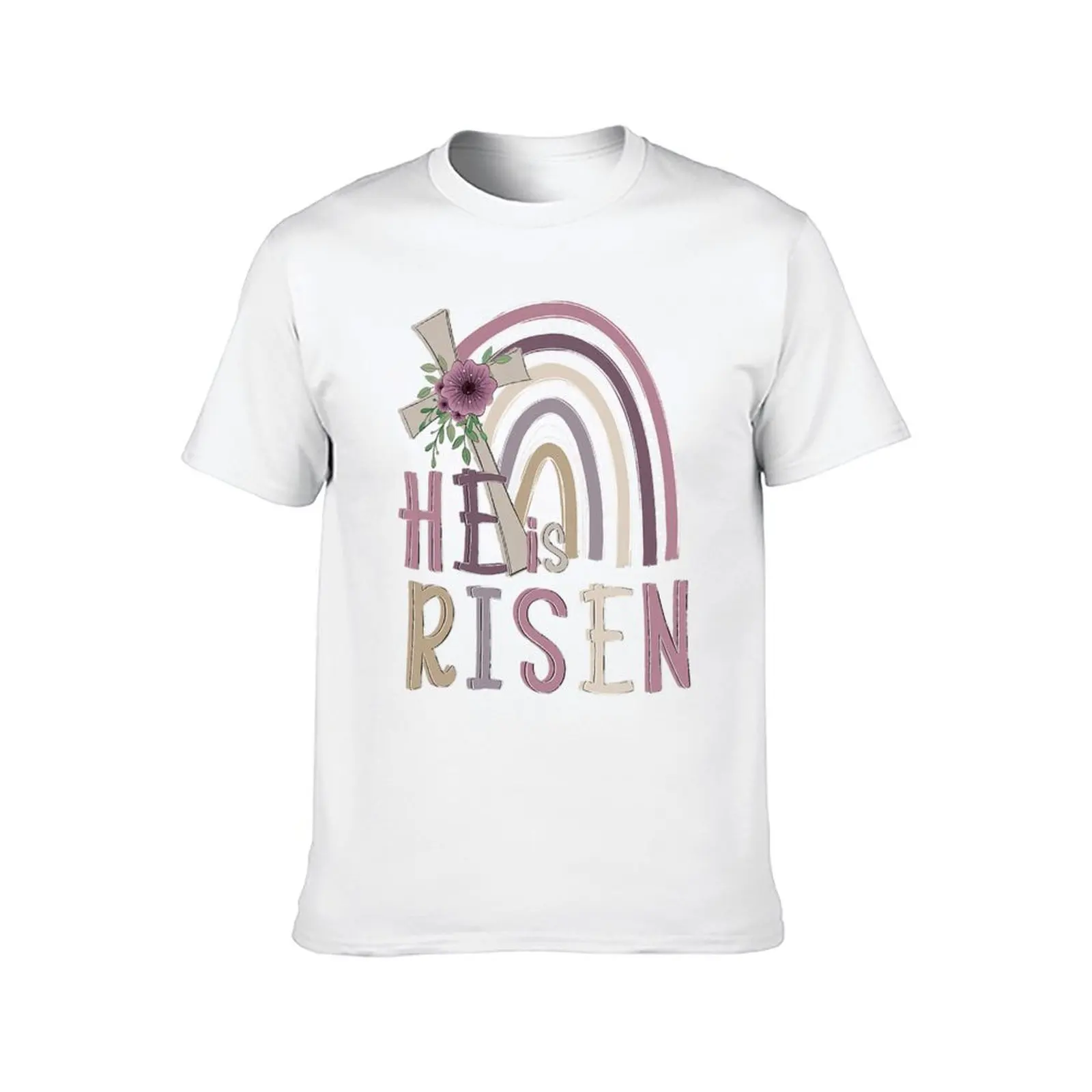 يسوع كريستيان هو صعود عيد الفصح يسوع المسيحية الصليب قوس قزح 1 تي شيرت تي شيرت مع مطبوعات تي شيرت القطن 100% تي شيرت
