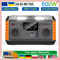 Portable Power Station with 520Wh 600W Capacity, Pure Sine Wave Output, Camping Essential for Outdoor Activities Warehouse Ship
