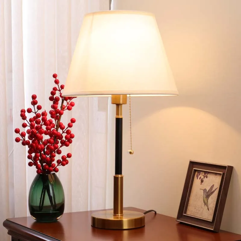 

American simple study bedroom table lamp bedside Nordic modern light luxury home wedding remote control dimming cable decoration