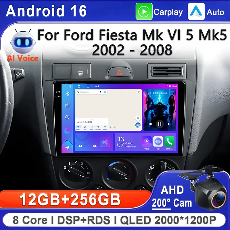 

Мультимедийная система Android 16 для Ford Fiesta Mk VI 5 Mk5 2002-2008 с GPS-навигацией, поддержкой Plug and Play, высокопроизводительным процессором и Wi-Fi.