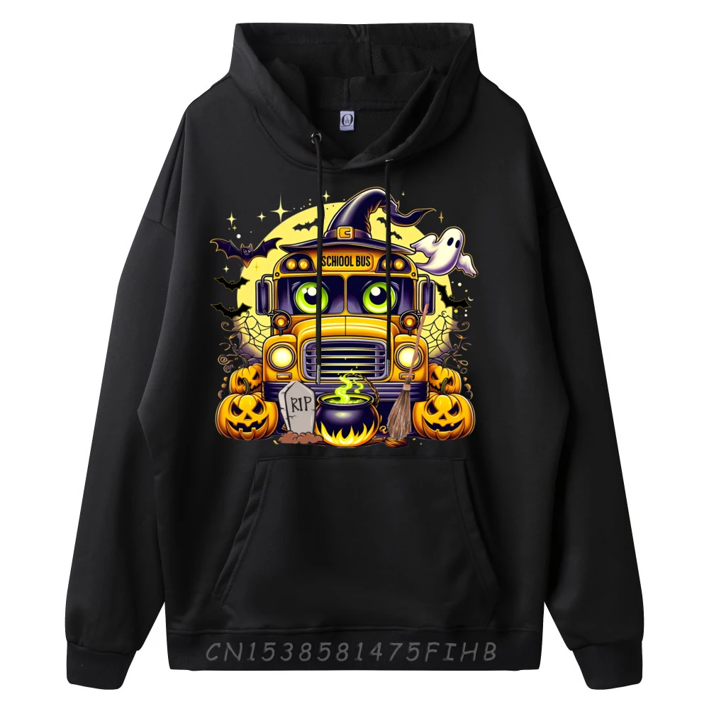 School Bus Costume Girls Halloween Bus Driver Men Grpahic Tee Comfortable Funny Pullover Hoodies