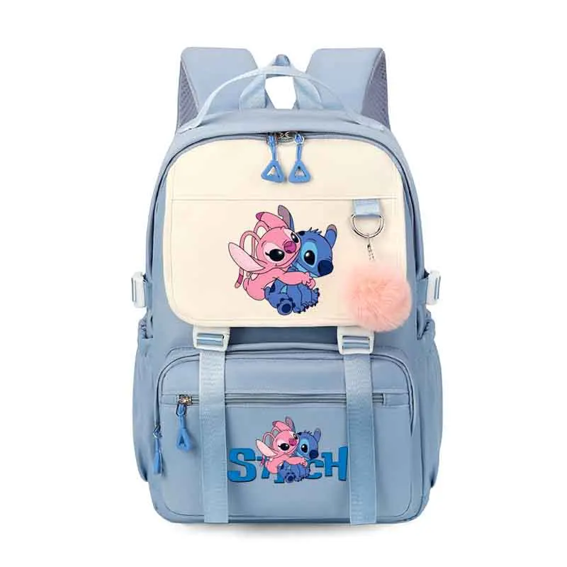 Lilo & Stitch Bolsas escolares para meninas e meninos, Adolescentes Bookbag, Mochila de Nylon, Bolsa de Ombro, Mochila de Viagem