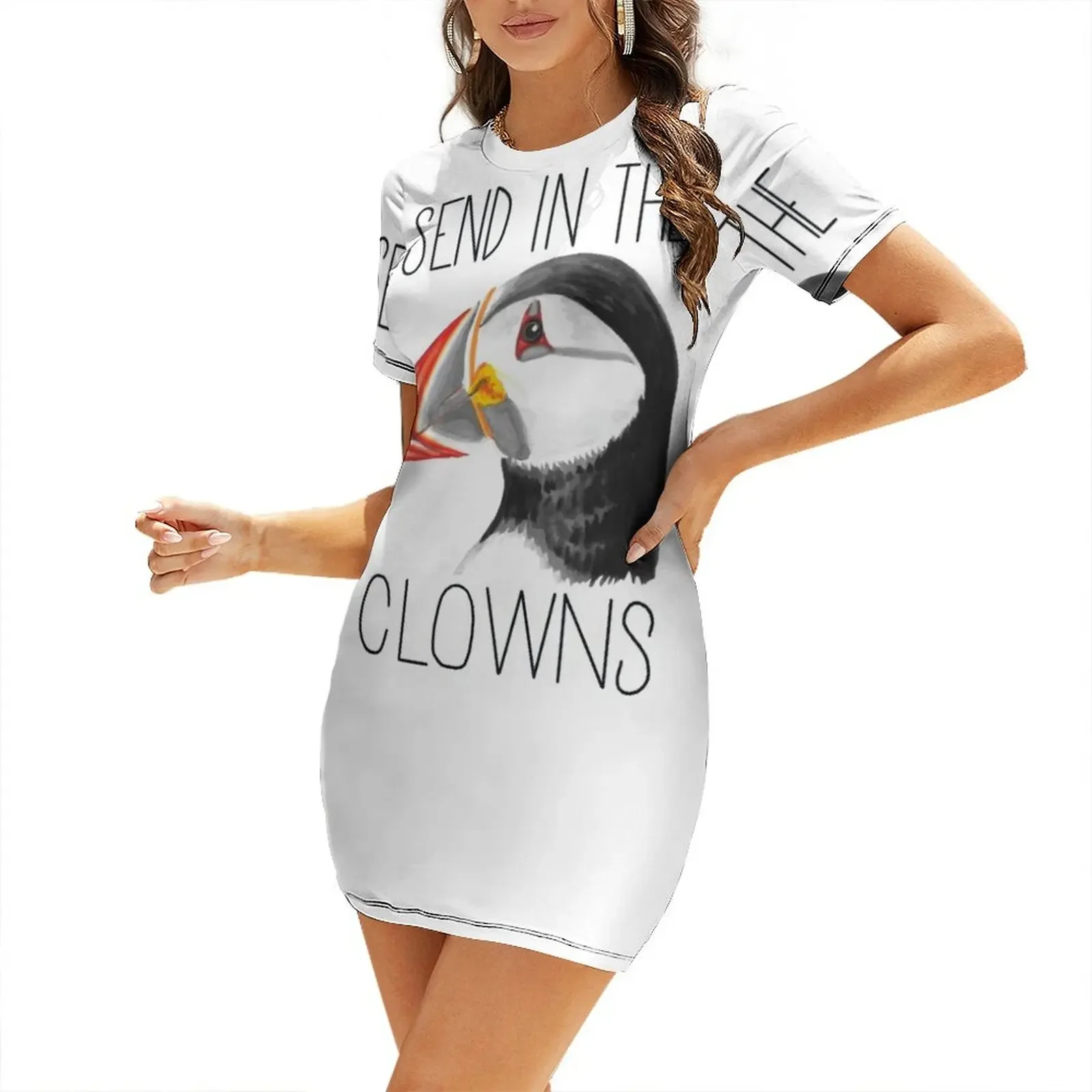

Send in the Clowns (Atlantic Puffin) Short-Sleeved Dress Women's summer long dress dresses ladies 2025 summer dress