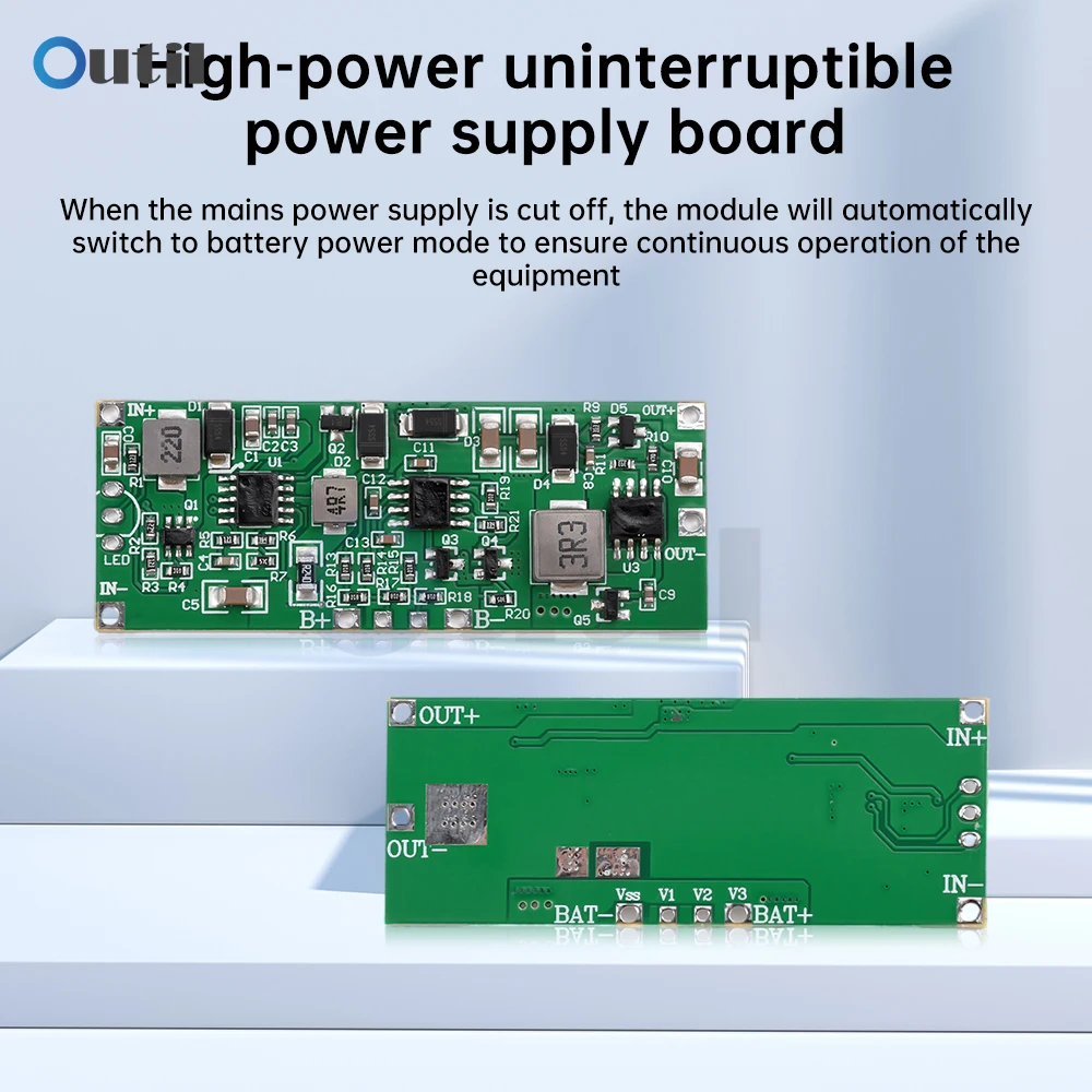Papan catu daya tinggi tidak mengganggu, modul UPS baterai Lithium 3S 12V 3A 24W 36W pengisian daya samping otomatis