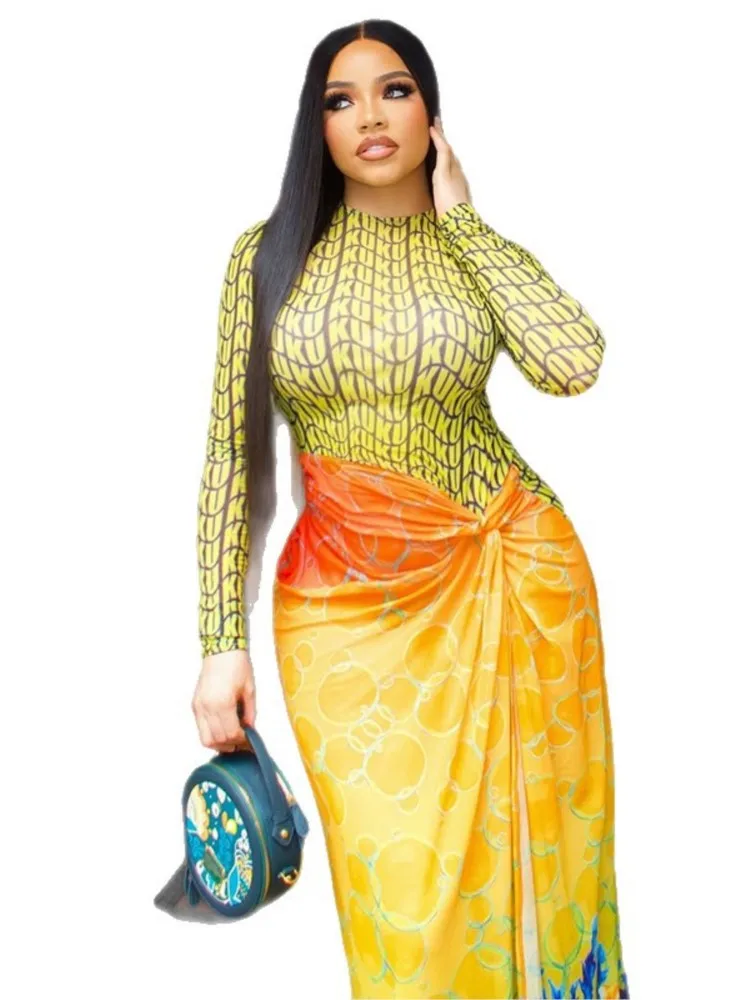 Women Sexy Beach Dresses 2025 Swimwear Boho Bikini Cover Up Kimono Printing Long Sleeve Robe Dress Cover-Up Long Maxi Dress