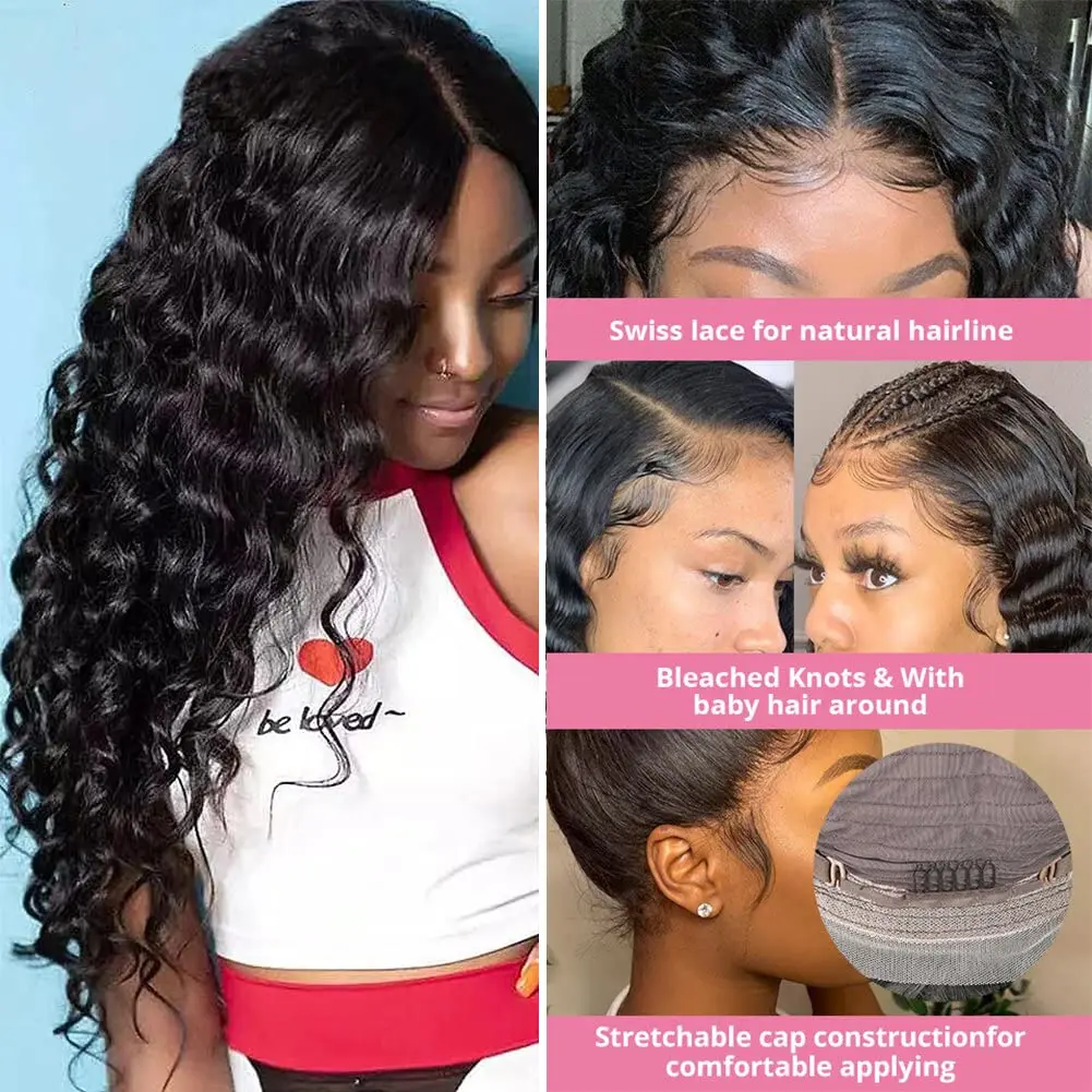 

180 Density Full 13x4 Lace Front Wigs Human Hair Loose Wave HD Lace Frontal Wigs Human Hair Pre Plucked with Baby Hair