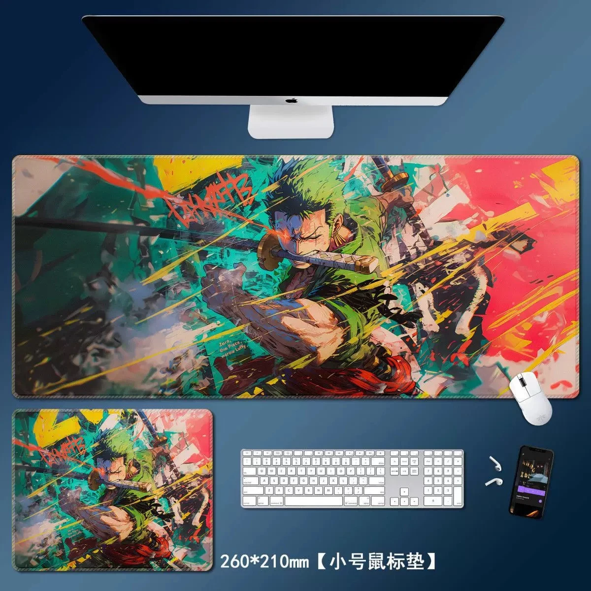Cartoon Multi-size Non-slip and Dirty Leather Mouse Pad Cute ONE PIECE Oversized Mouse Pad Large Luffy Roronoa Zoro Keyboard Pad