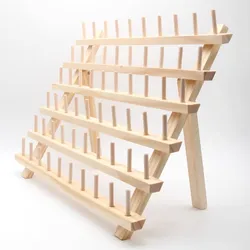 60 Spools Sewing Thread Rack Spools Roll Sewing Needlework Tools Storage Holder Foldable Wooden Thread Holder Organizer