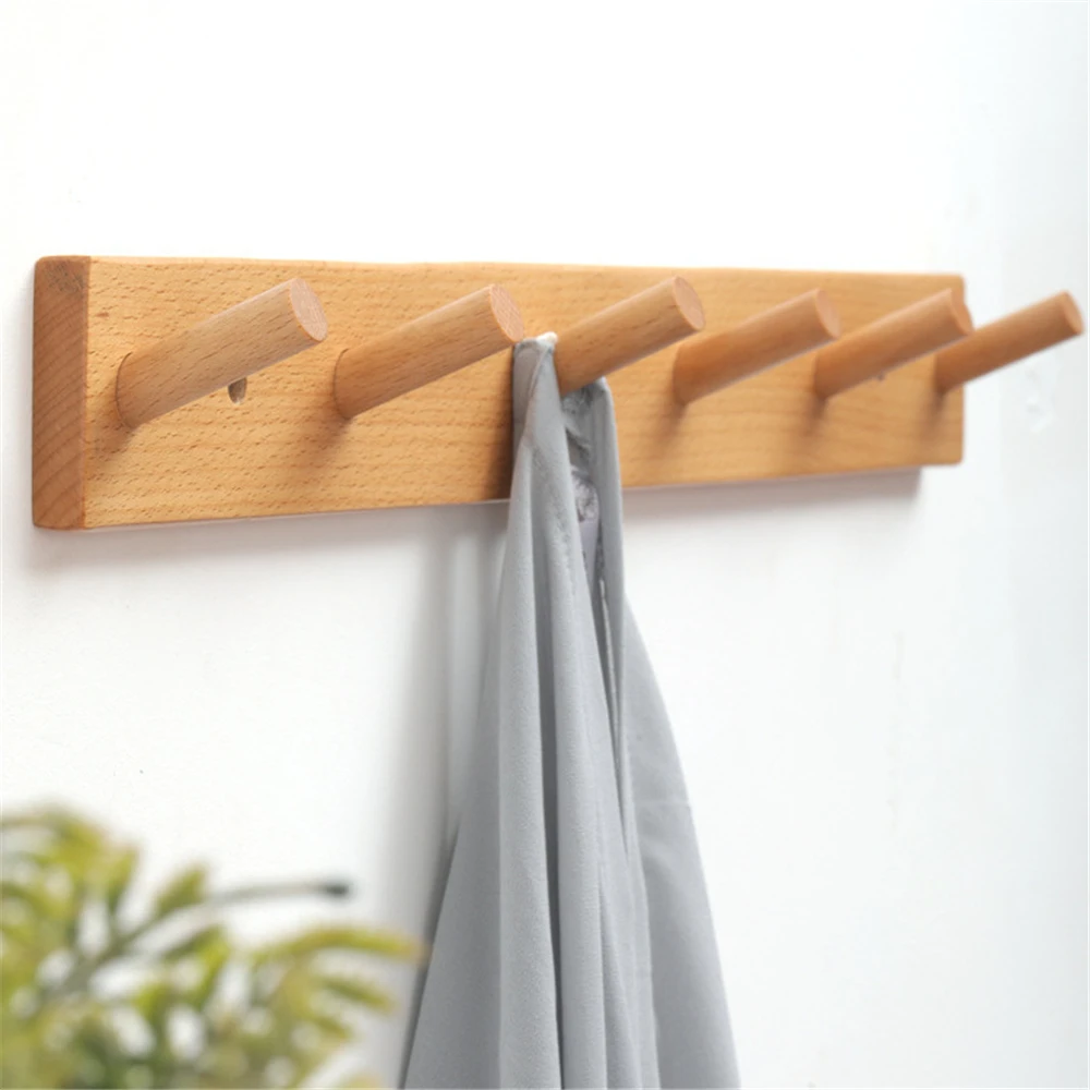 Wooden Wall Hook Towel Rack Coat Hooks Clothes Hanger Home Decor Hooks for Bedroom Natural Wood Robe Hook Door Hooks Keys Holder