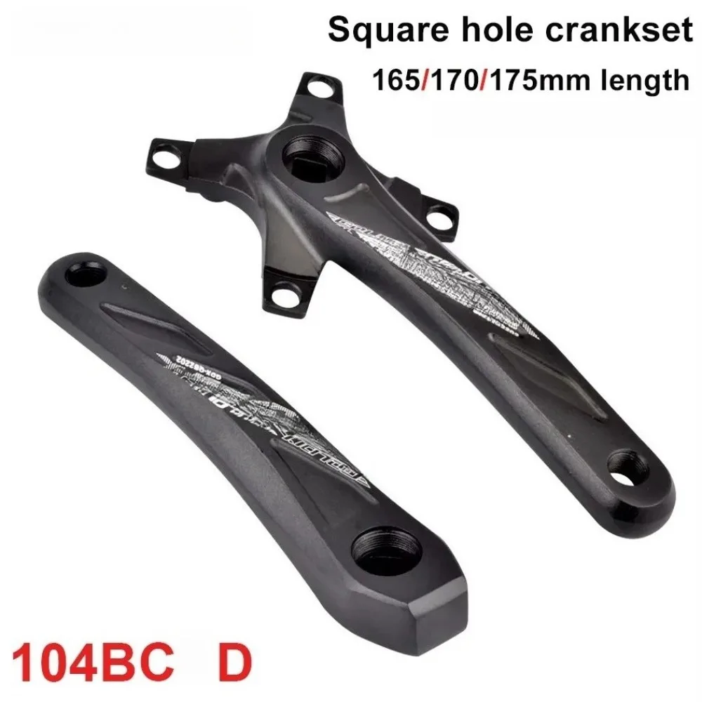 

Square Hole Bicycle Crankset Aluminum Alloy MTB Crank 165/170/175mm Length Narrow Wide Teeth 104BCD