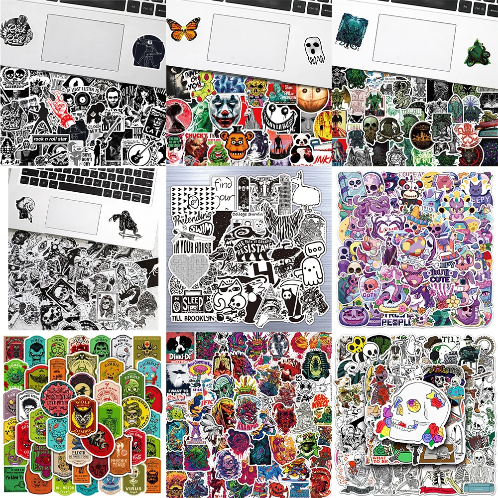 10/30/50PCS Black and White Stickers Series Creative Rock Graffiti Luggage Laptop Helmet Phone iPad Bicycle Decoration Wholesale