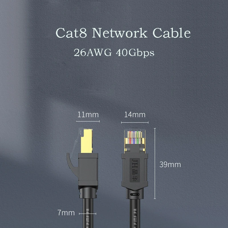 Picture 6: 0.5m/1m/2m CAT8 Network Cable 40Gbps Ethernet Wire Double Shield 26AWG Pure Copper Jumper Line for PC Computer Laptop Lan Cord