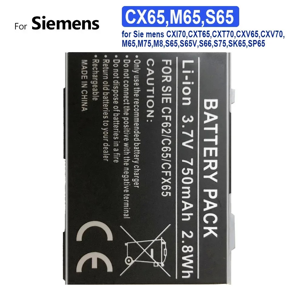 

Аккумулятор мобильного телефона для Siemens, CX65, M65, S65, CXI70, CXT65, CXT70, CXV65, CXV70, M65, M75, M8, S65, S65V, S66, S75, SK65, SP65