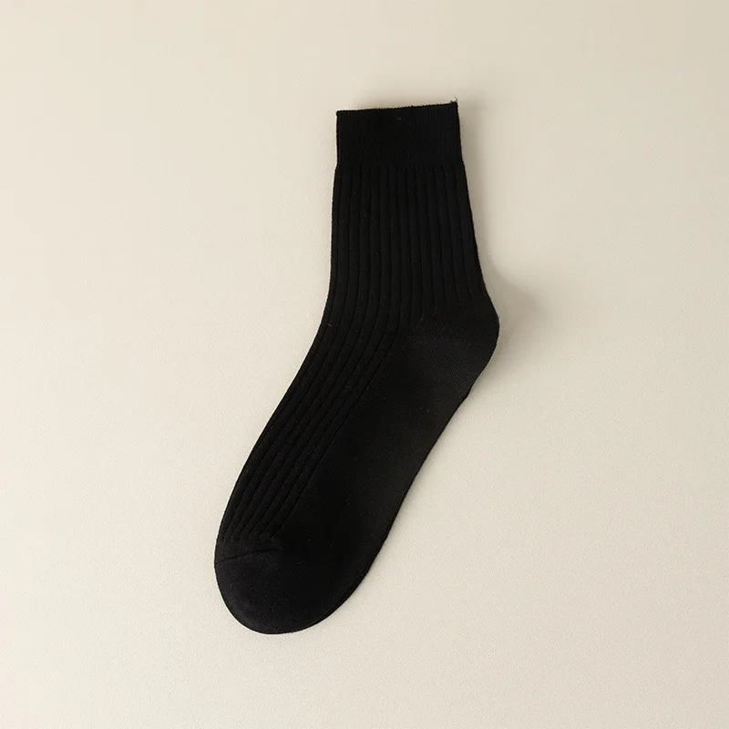 

98% Cotton Men's Mid-calf Socks For Autumn And Winter - Solid Color Cotton Socks - Thick Socks