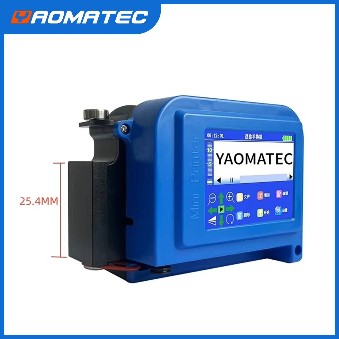Yaomatec 25.4mm Portable QR Code Barcode EXP Data logo Mini Thermal inkjet Printer TIJ Printer for Plastic Bottle