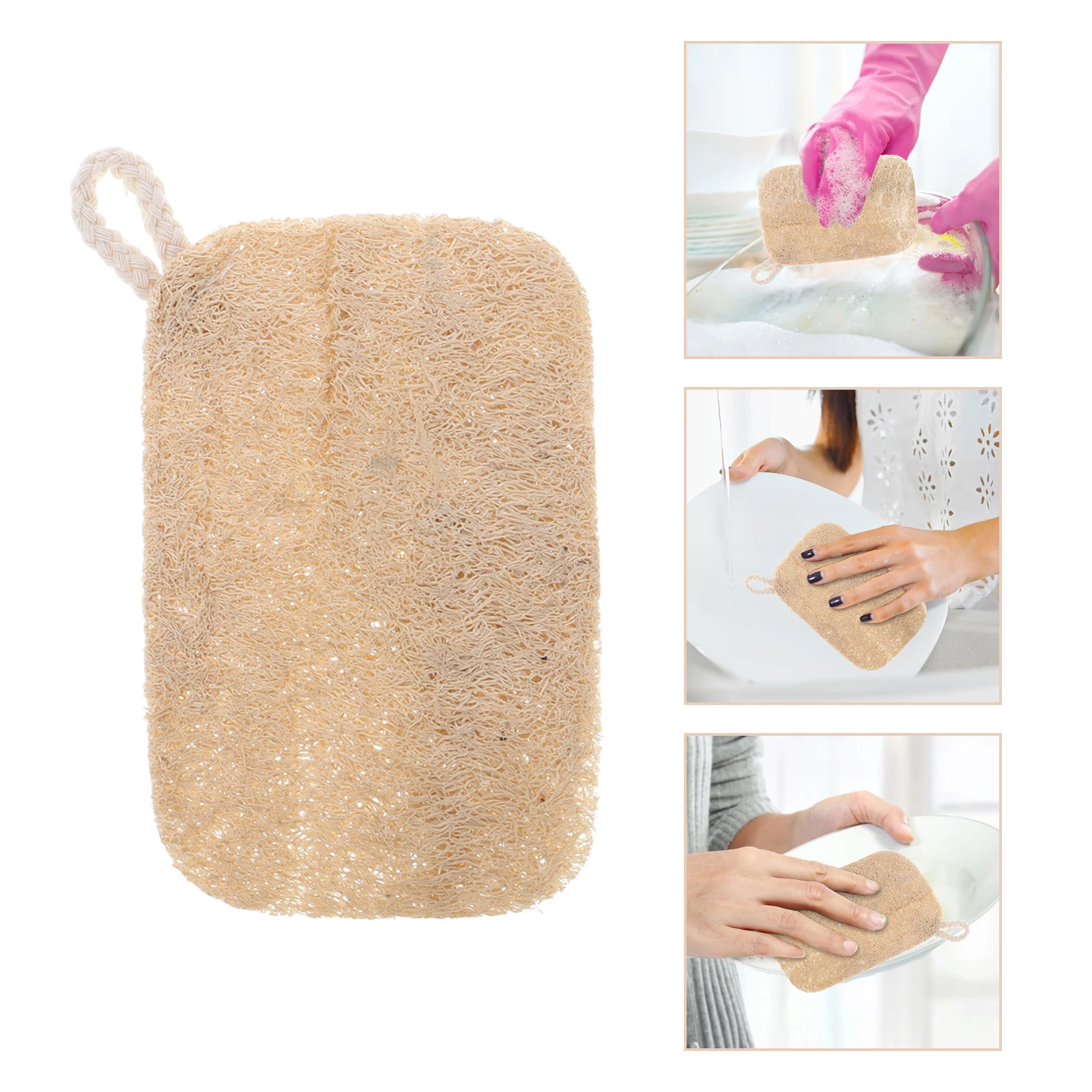 

10pcs Natural Loofah Dish Sponge Stain Removal Non-Scratch Dishwashing Scrubber Reusable Kitchen Sponge For Pots Pans Utensils