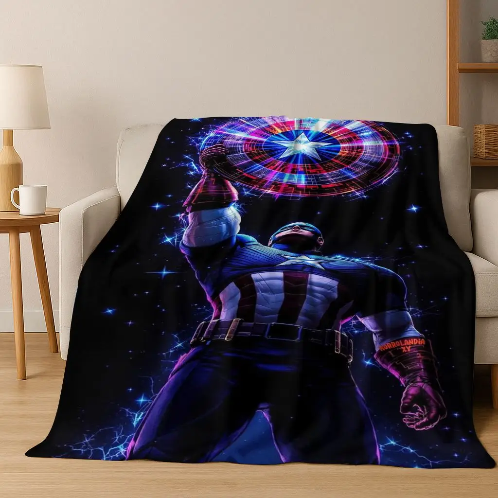 

3D Avengers Captain America Spider Man Marvel Cartoon Flannel Blanket,Warm and Cozy Soft Throw Blanket for Home Bedroom Bed Sofa