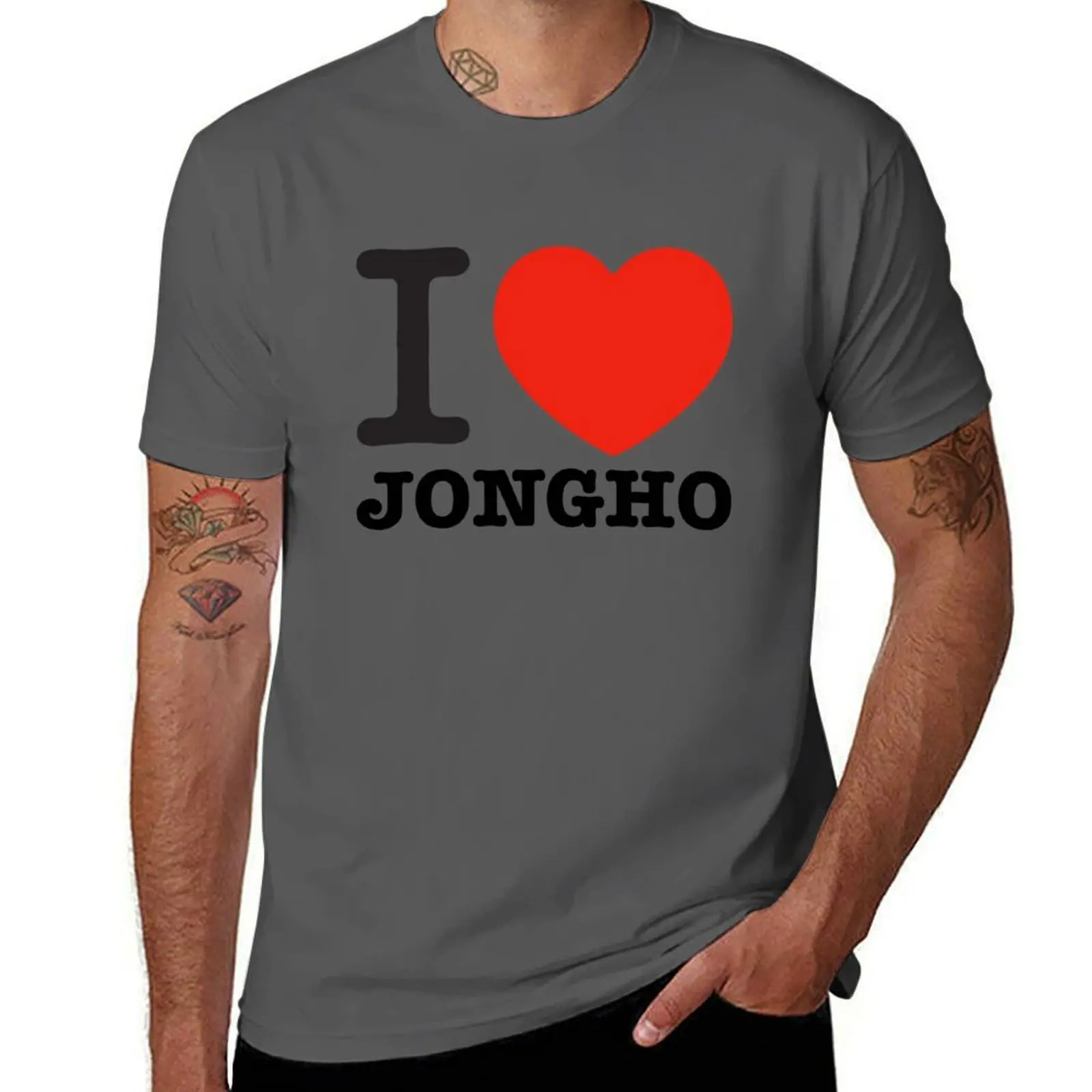 

ateez atiny heart i text jongho Morcaworks love T-Shirt Big Size Short Sleeve Casual Top