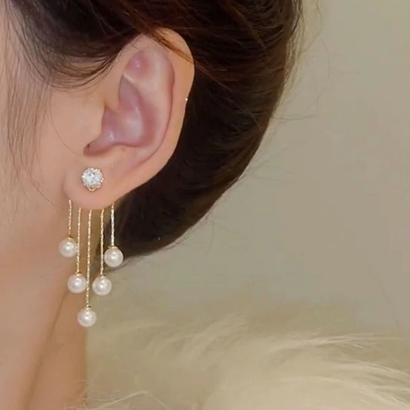 S925 Silver Needle Temperament Tassel Long Full Of Rhinestone Earrings For Bridal Wedding Accessories Trendy Fashion Design image 6