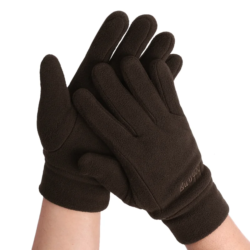 Mens Winter Gloves Solid Women Outdoor Polar Fleece Thick Warm Cold Gloves Motorcycle Cycling Wrist Glove Black Full Fingers