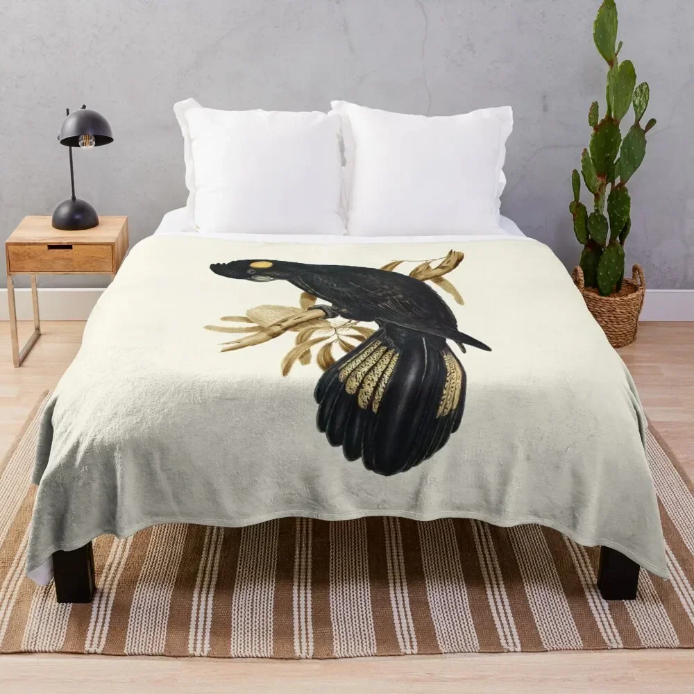 Yellow-tailed Black Cockatoo Throw Blanket Flannel Extra Large Throw Summer Picnic Blankets