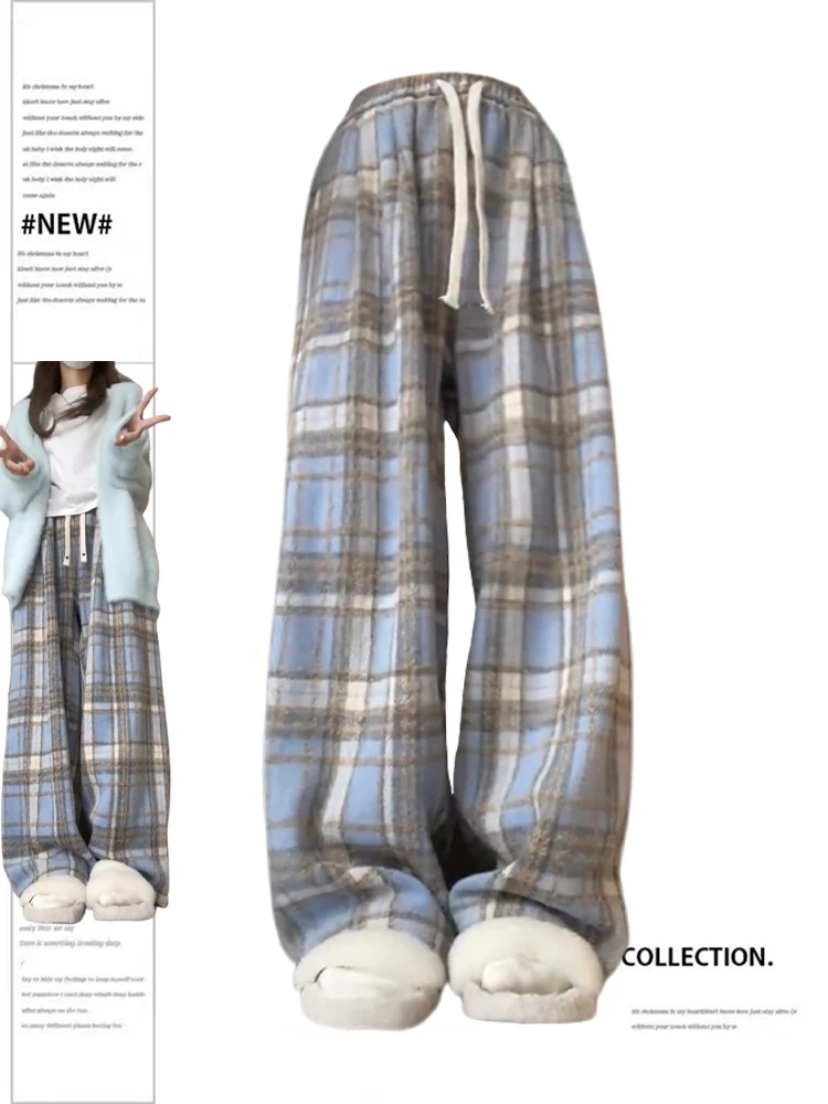 Women Baggy Plaid Sweatpants Harajuku Jogger Streetwear Fashion Oversize High Waist Y2k Pants Vintage Wide Leg Trousers Clothes