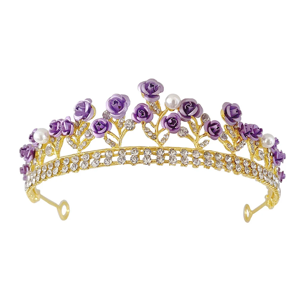 Corona brillante para fiesta, accesorio con diamantes de imitación brillantes, tocado Floral de aleación para escenario, espectáculo, citas, compras