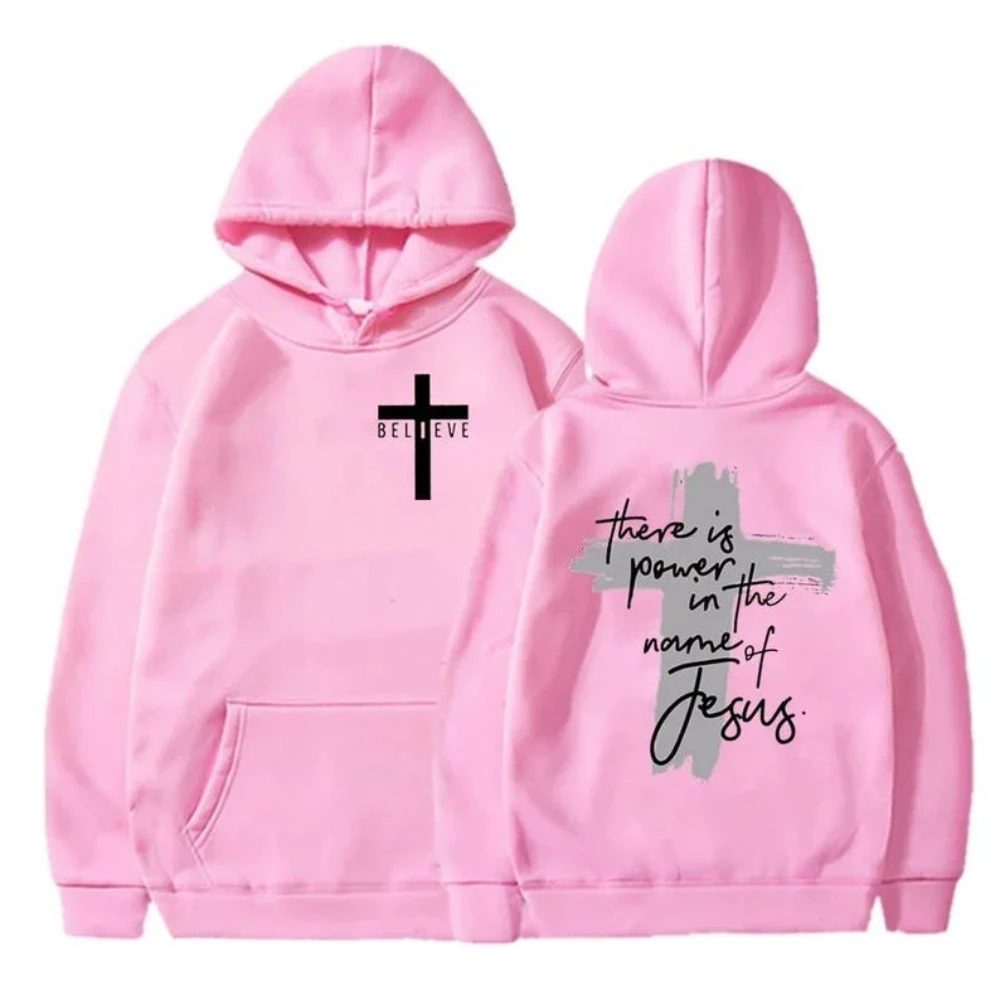 Dieu est bonne foi chrétienne essentiel femme sweats à capuche il y a pouvoir dans le nom de jésus graphique sweat à capuche mode Streetwear