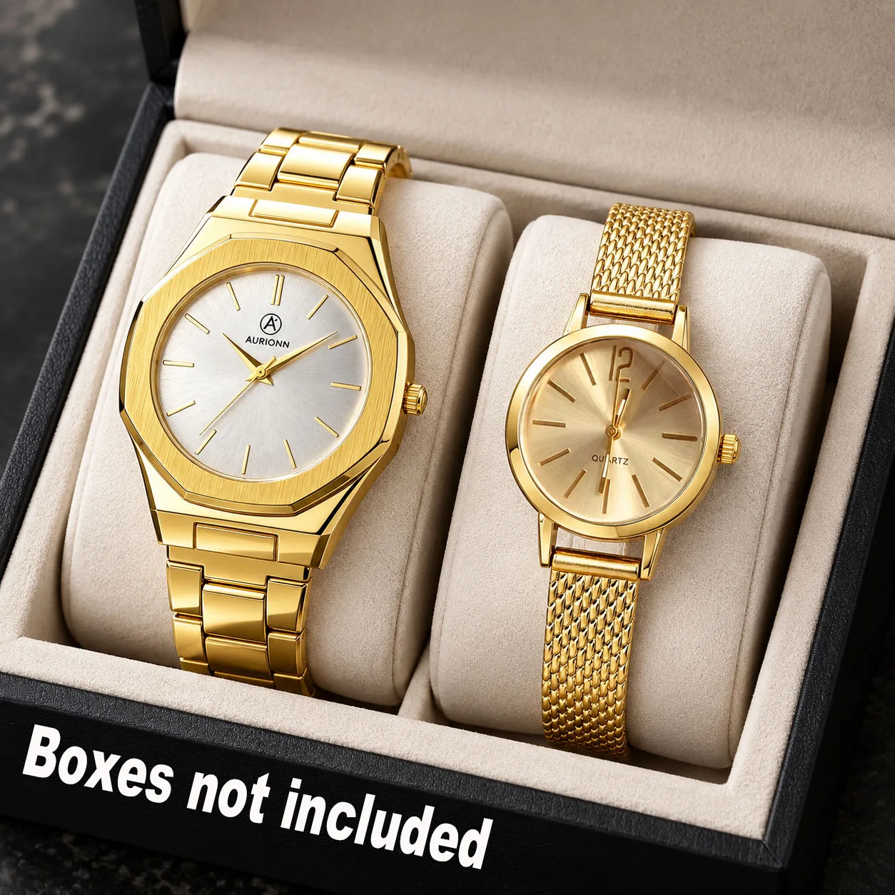 2Pc New Couple's Daily Style Quartz Watch + New Couple's Watch Fashionable Business Elegant and Exquisite Couple's Watch