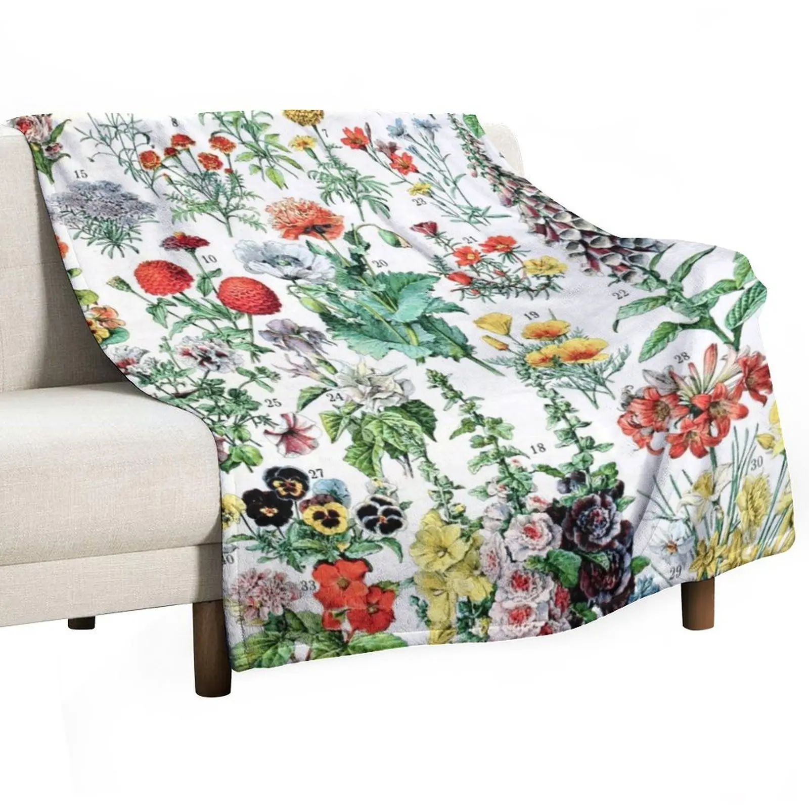 

Adolphe Millot - Fleurs A - French vintage poster Throw Blanket Decoratives Weighted Blankets