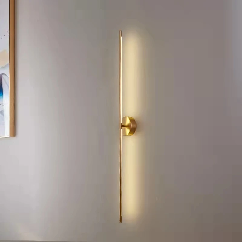 Imagem -02 - Moderno Longo Led Tira Lâmpadas de Parede Minimalista Sala de Estar Quarto Fundo Cromo Brilhante Ouro Wall Sconces Lâmpadas