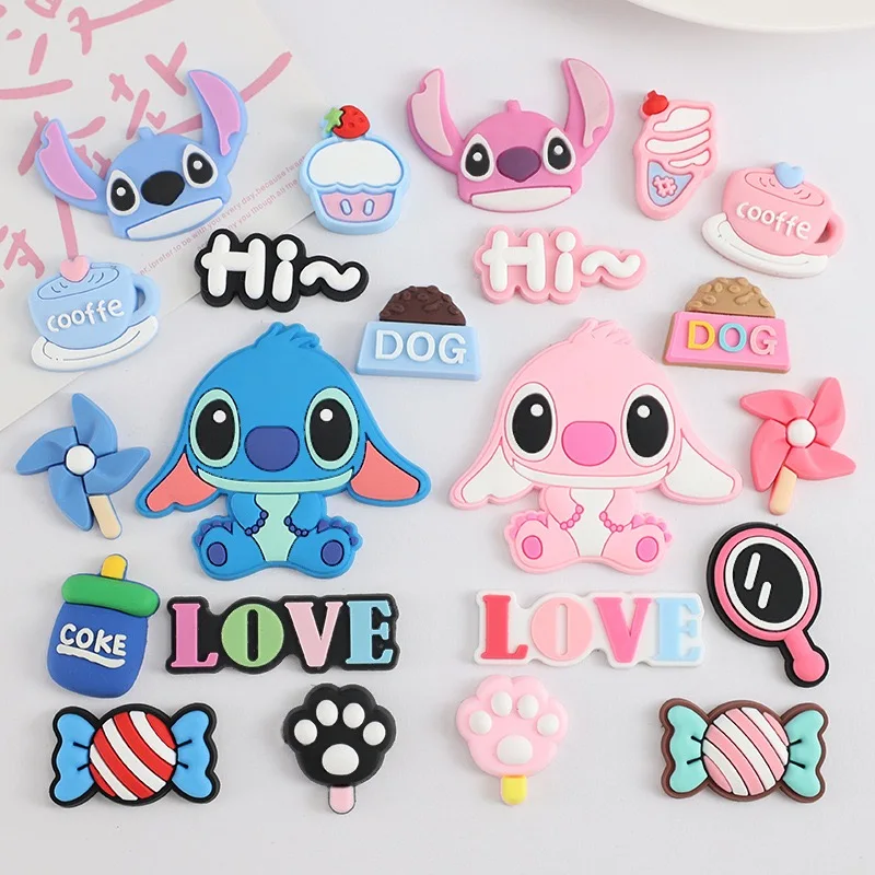 

1-22 шт., мультфильм Miniso Disney Stitch Love Coffee Candy, ПВХ, розовая пряжка, сабо, подвески для обуви, сандалии, украшение для обуви, рюкзак «сделай сам»
