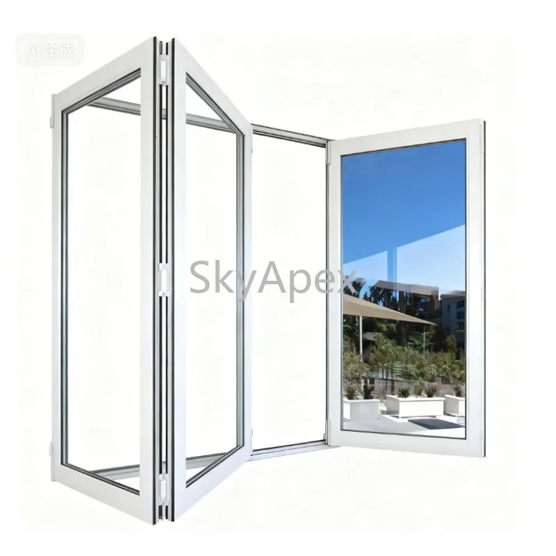 Custom Best Selling NFRC Soundproof Insulated Glass Window Aluminium Bi Folding Windows Energy Efficient Secure Home Commerciall