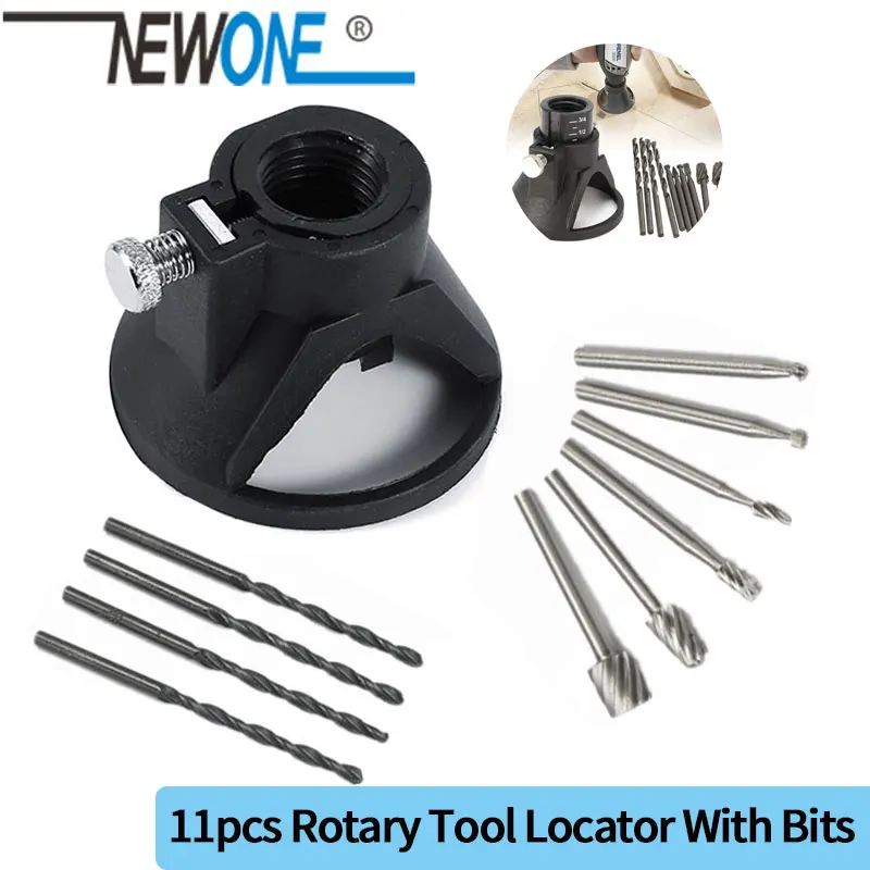 11Pcs HSS Woodworking Locator Set with Drill Bit,39mm Milling Burrs Carving Rotary For Dremel Rotary Tool