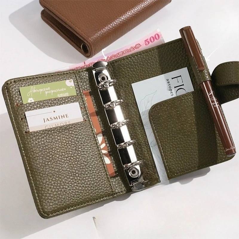 M5 Brown Black PU Leather DIY Binder Photocards Collect Book Diary Agenda Planner DIY Cover Album Stationery