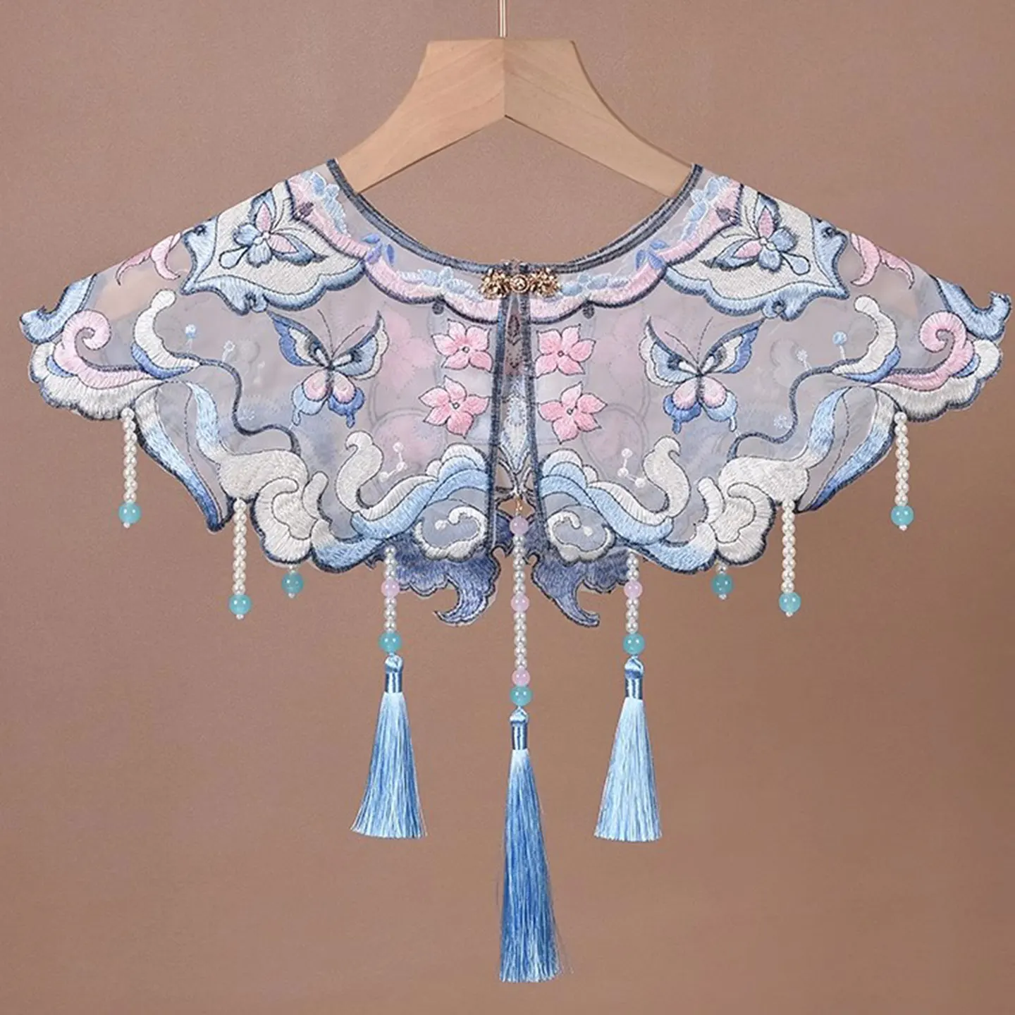 

Mingli Tengda накидка с вышивкой и цветком для невесты Sue Horsemen Hanu Womem, синяя шаль с облаком на плечо, свадебный жакет в внешнем стиле