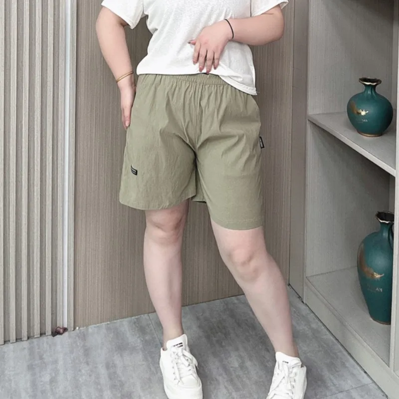 Elastic Waist Quick Drying Cargo Shorts Women's Summer New Plus Size Loose Casual Wide Leg Hot Pants