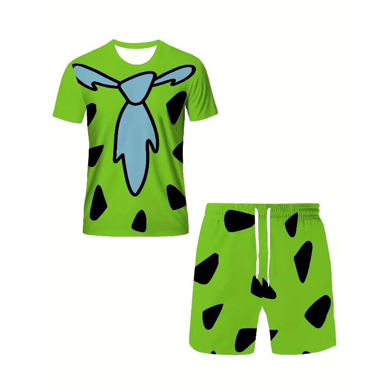 2025 Summer Men's Fun 3D Printed Short Sleeved T-shirt and Shorts Set for Casual Sports Outdoor 3D Printing