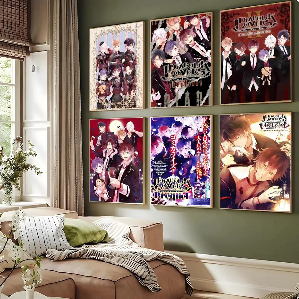 Diabolik Lovers Anime Gothic Romance Poster Waterproof Sticky Wall Art Print For Bedroom Living Room Hallway Bar Home Decor
