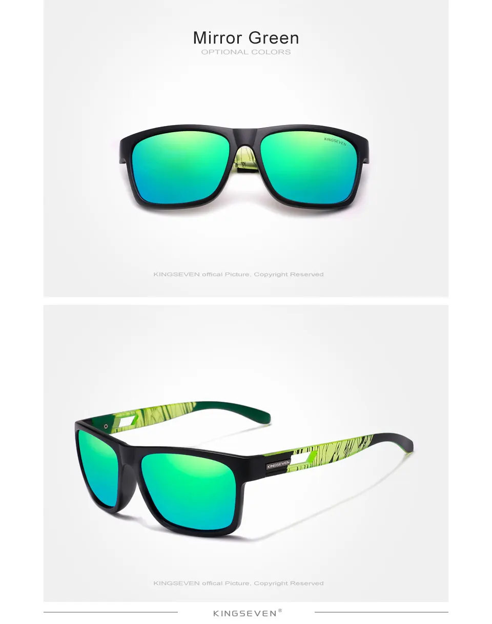 KINGSEVEN Sport Polarisierte Sonnenbrille Für Männer Rechteck Vollformat UV400 Spiegel Objektiv Gläser Mode Zebra Streifen Brillen – Detail 4