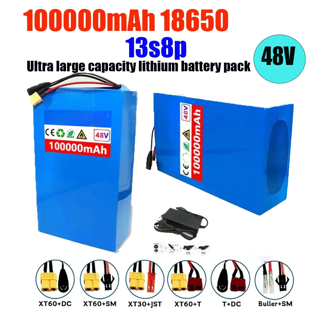 100%New Original 48V 100ah 13s8p Lithium Battery Pack 48v 100Ah 3600W Citycoco Motorized Scooter Batteries Built in 50A BMS