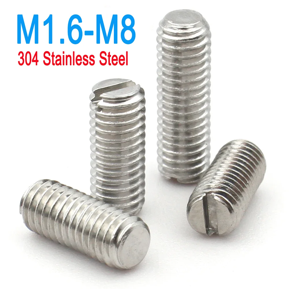 

M1.6 M2 M2.5 M3 M4 M5 M6 M8 304 Stainless Steel Slotted Head Flat Point Set Grub Screw Headless Set Screws 10-50pcs