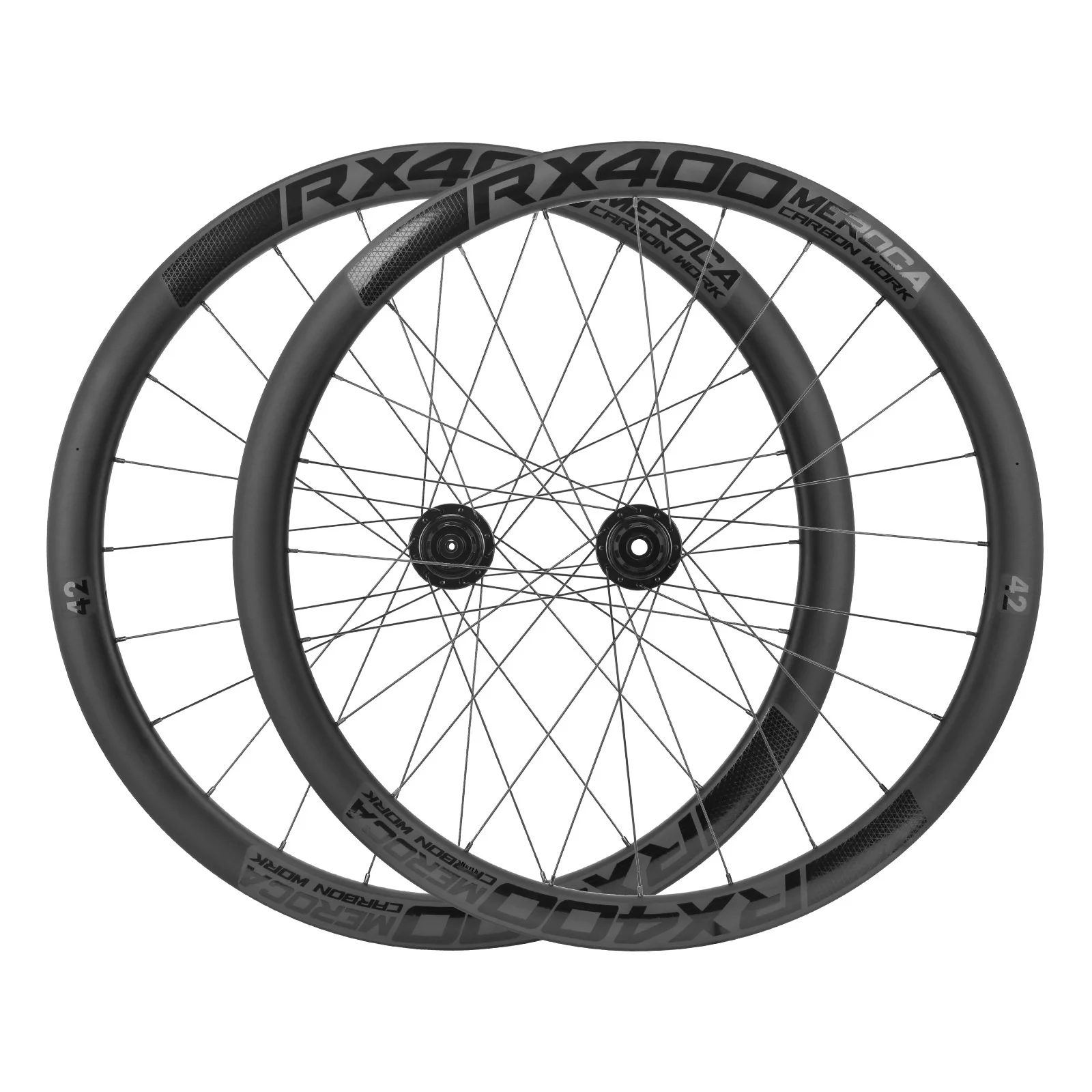 

Meroca 50mm Carbon Fiber Road Bike Wheel Set with Front 2 Rear 4 Bearing Hub Quick Release/Through Axle Six Nail Disc Brake