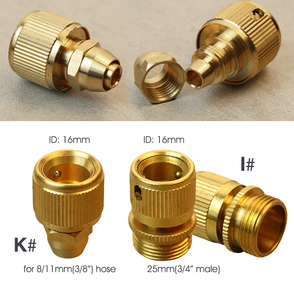 1/2\'\' 3/4\'\' 1\'\' Brass Tap Quick Connecter 16mm 20mm Copper Hose Coupling Adapter Garden Tubing Repair Watering Gun Fittings Tool