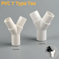 1~25PCS 16mm/20mm PVC Y Type Tee Fork Water Pipe Connectors Aquarium Tank Accessories Garden Irrigation Drip Box Tee Joint Parts
