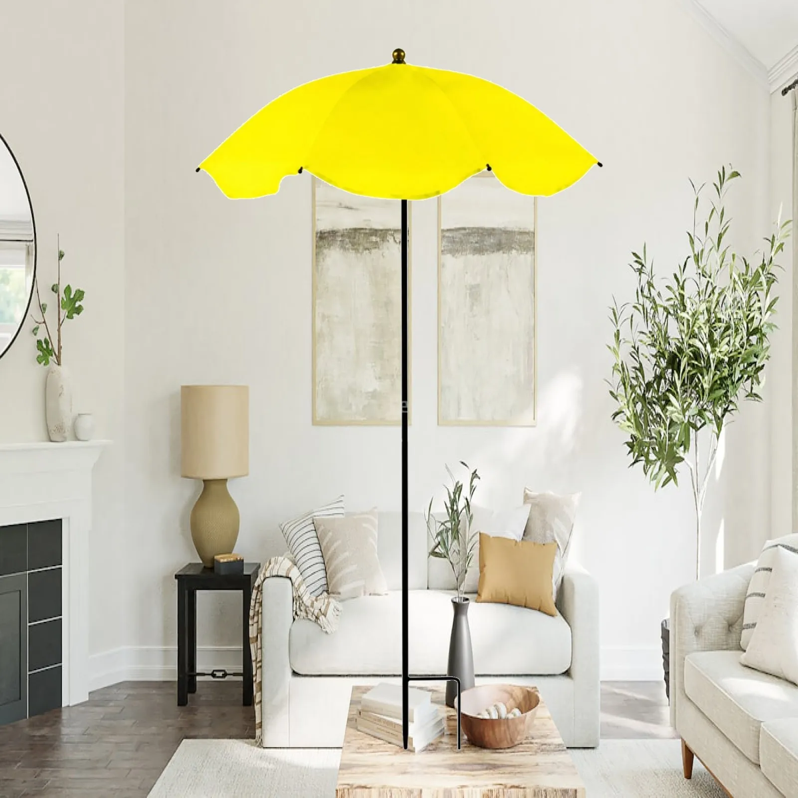 Outdoor Garden Plant Umbrella with Sturdy Metal Stake and Reflective Canopy for Potted Flower Displays