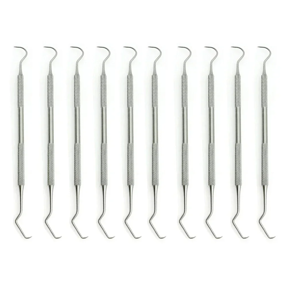 10PCS Double Hook Tooth Dental Explorer Probe Dentist Tool Stainless Steel Dental Tool Teeth Clean Hygiene Explorer Probe Hook
